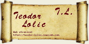 Teodor Lolić vizit kartica